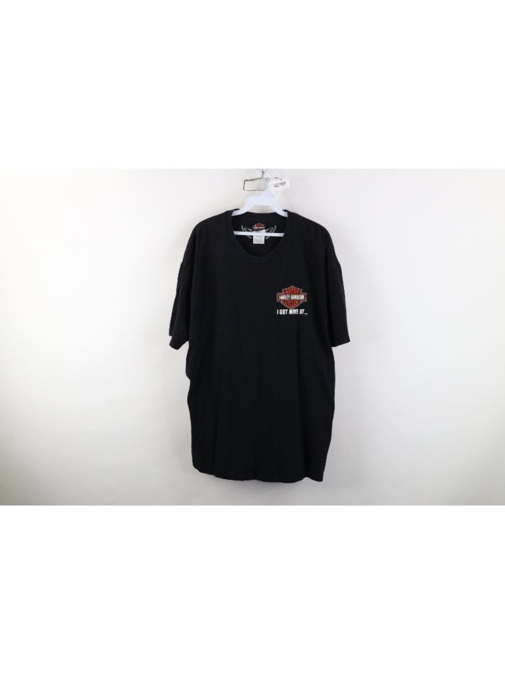 Y2K Harley Davidson Mens 2XL Faded Spell Out Big Logo Short Sleeve T-Shirt Black